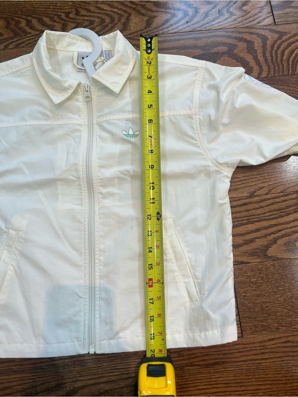 adidas Originals Off White Jacket with Green Trefoil Logo - Picture 9 of 11